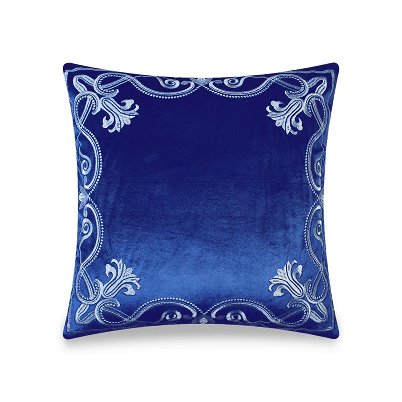 Blue Luxury Embroidered Baroque Cushion Covers Velvet Pillow Case Home Decorative Sofa Throw Pillows