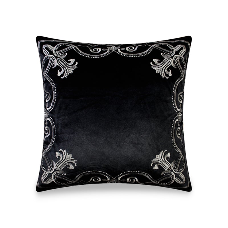 Black Luxury Embroidered Baroque Cushion Covers Velvet Pillow Case Home Decorative Sofa Throw Pillows