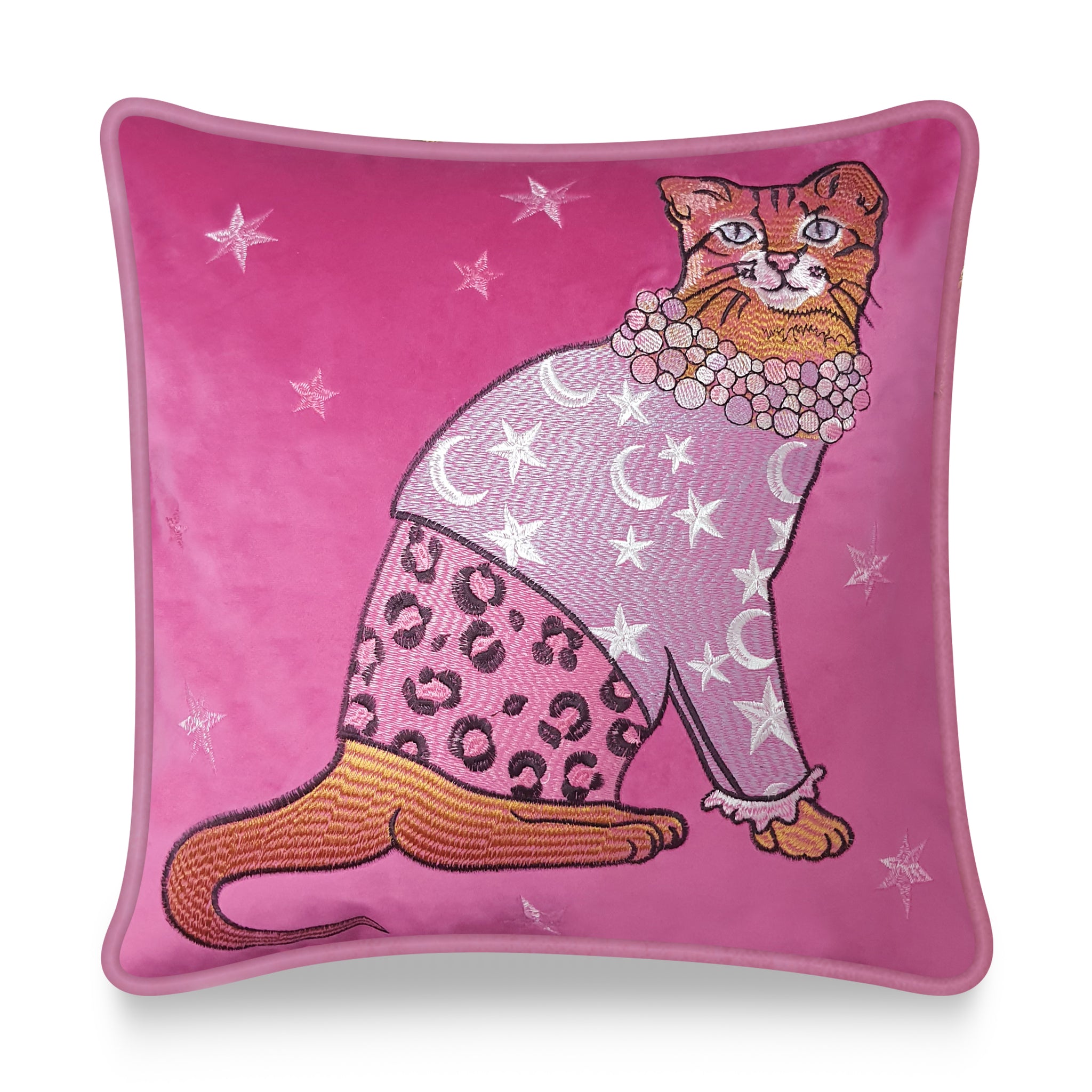  Velvet Cushion Cover Fashion Cat Embroidery Decorative Pillowcase Modern Home Decor Throw Pillow for Sofa Chair Living Room 45x45 cm 