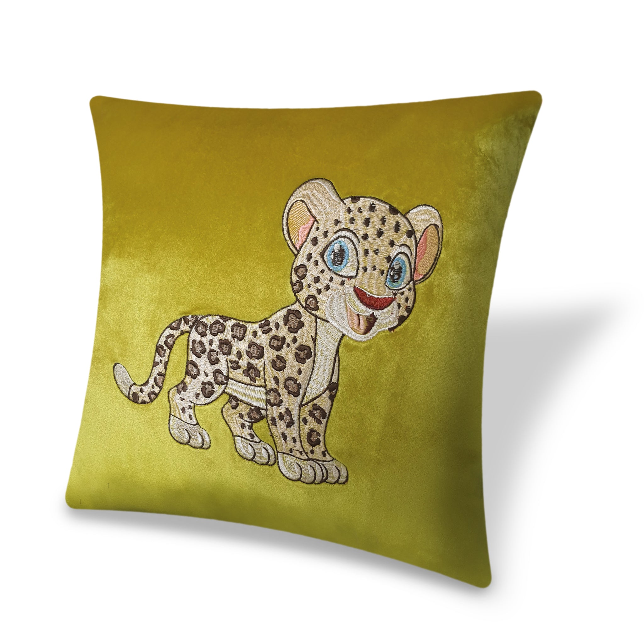 en Velvet Cushion Cover Cute Baby Leopard Embroidery Decorative Pillowcase Modern Home Decor Throw Pillow for Sofa Chair 45x45 cm 