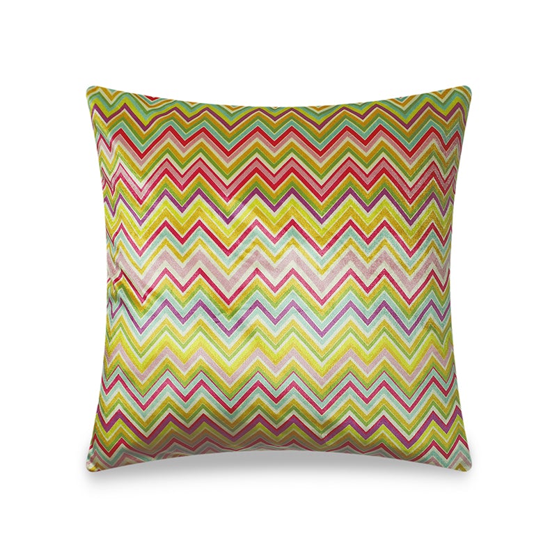  Velvet Cushion Cover Italian Missoni Inspired Zigzag Wave Decorative pillowcase, Home Decor Geometric Throw Pillow for Sofa Chair Bedroom Living Room Multi Color 45x45cm (18x18 Inches)