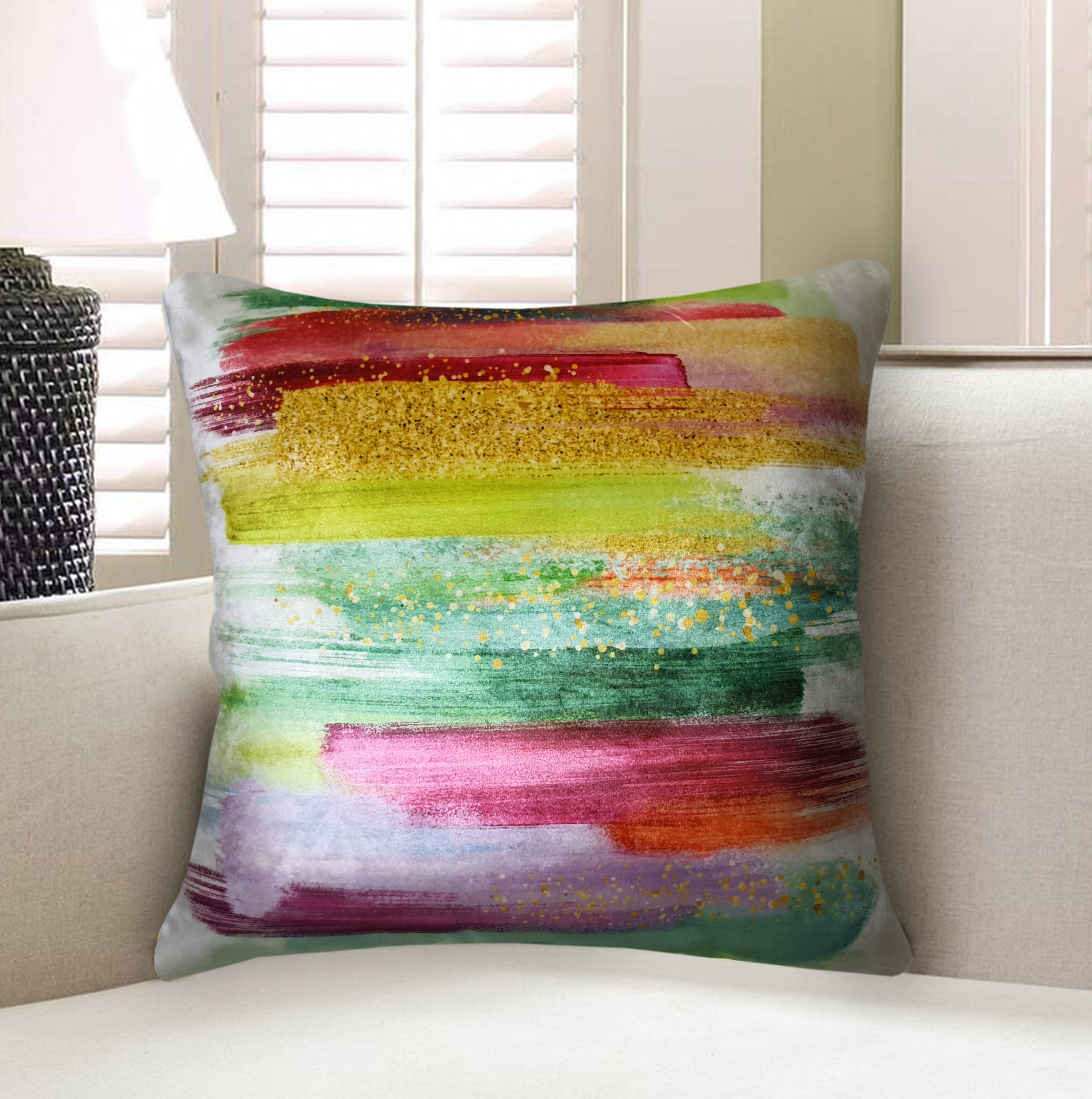  Velvet Cushion Cover Abstract Watercolor Brush Strokes Decorative Pillowcase Modern Home Decor Throw Pillow for Sofa Chair 45x45 cm 