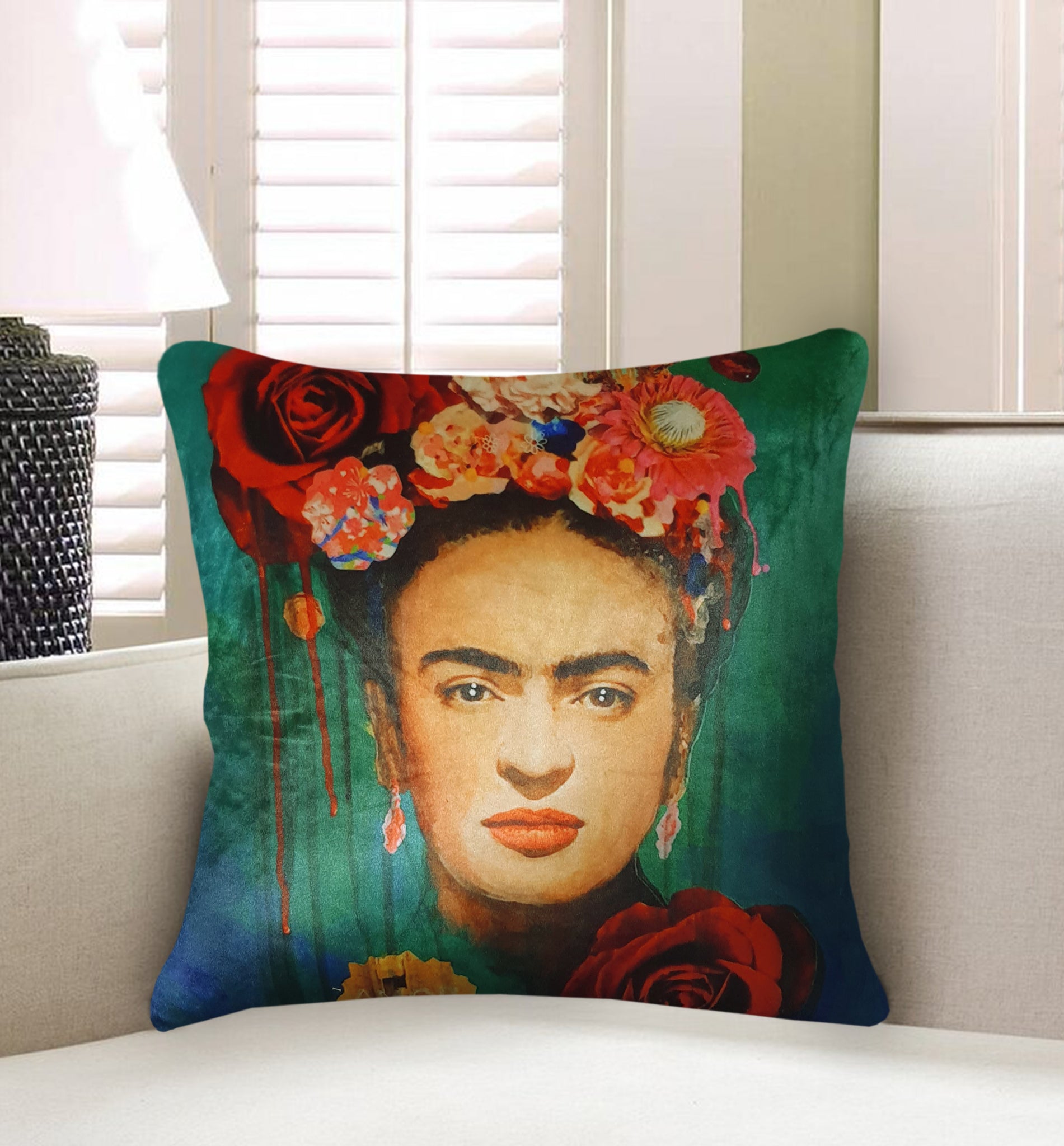 Velvet Cushion Cover Frida Kahlo and Floral Decorative Pillowcase Home Decor Throw Pillow for Sofa Chair 45x45 cm 4