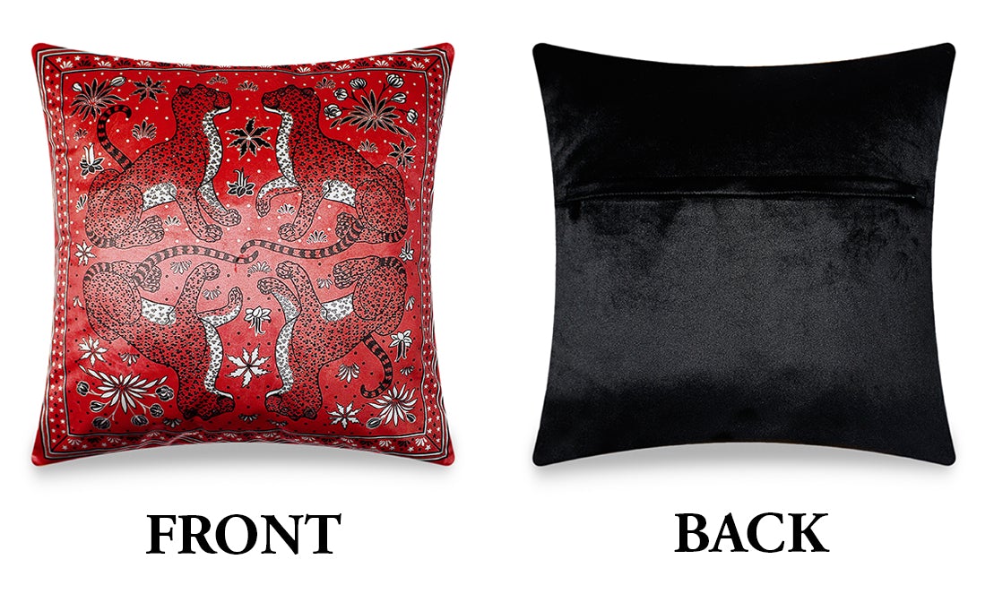 Red Velvet Pillow Cover Leopard Decorative Cushion Cover Pillowcase Modern Home Decor Throw Pillow for Sofa Chair 45x45cm 18x18 Inches