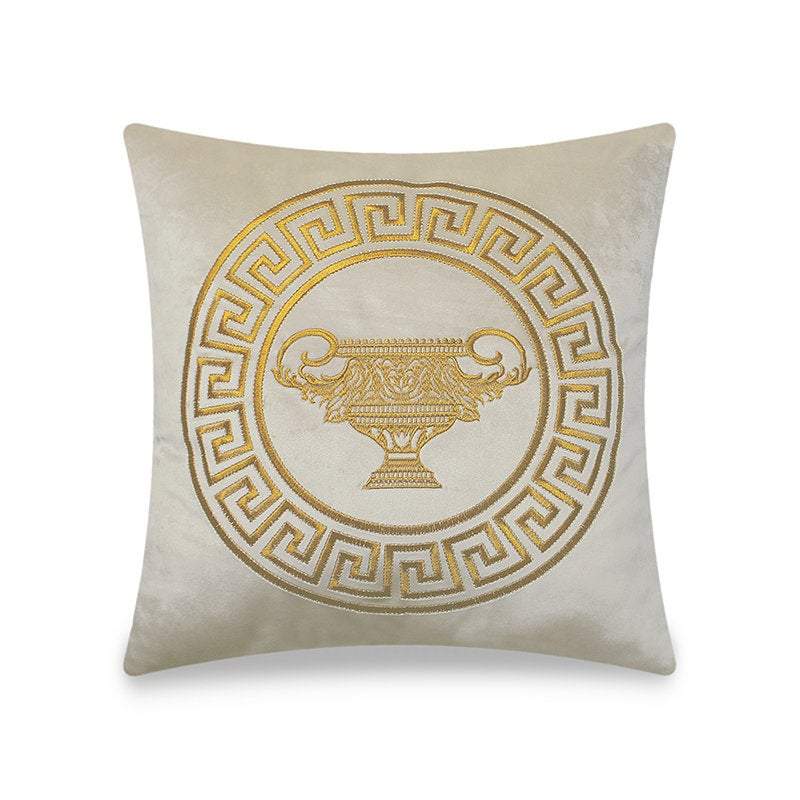 Beige Luxury Baroque Style Decorative Embroidered Cushion Cover Velvet Pillow Case Home European Sofa Throw Pillow