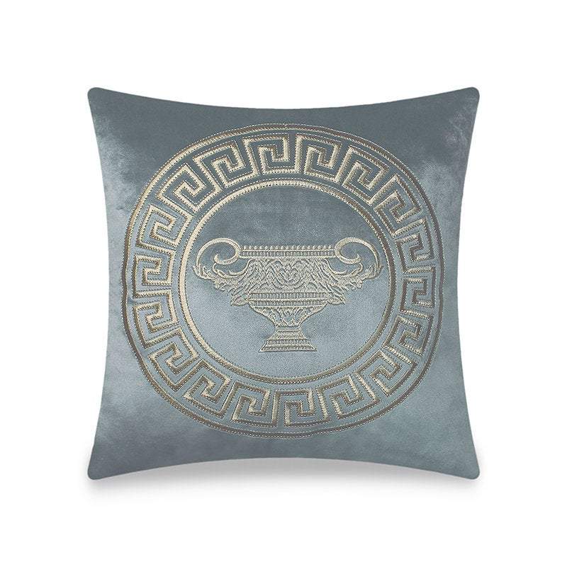 Silver Luxury Baroque Style Decorative Embroidered Cushion Cover Velvet Pillow Case Home European Sofa Throw Pillow