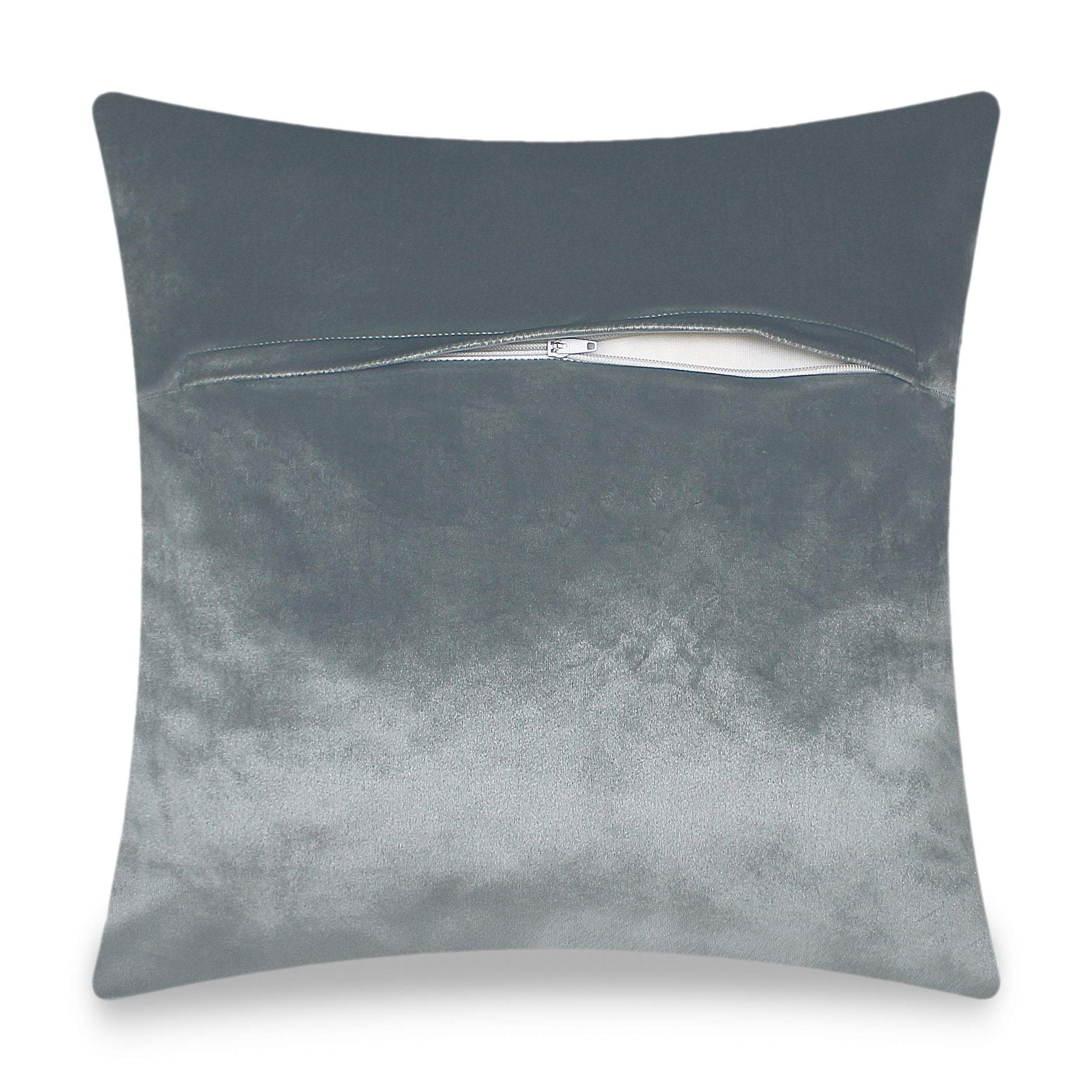 Silver Luxury Baroque Style Decorative Embroidered Cushion Cover Velvet Pillow Case Home European Sofa Throw Pillow
