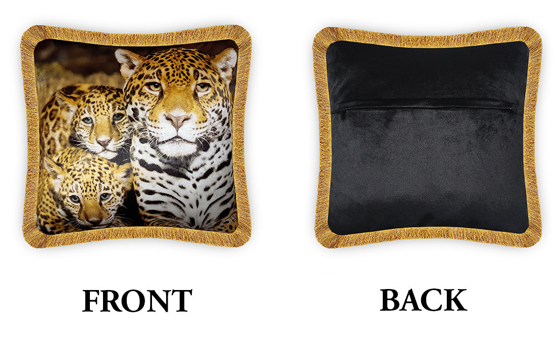  Velvet Cushion Cover Jaguar Family Decorative Pillowcase Modern Home Decor Throw Pillow for Sofa Chair 45x45 cm 