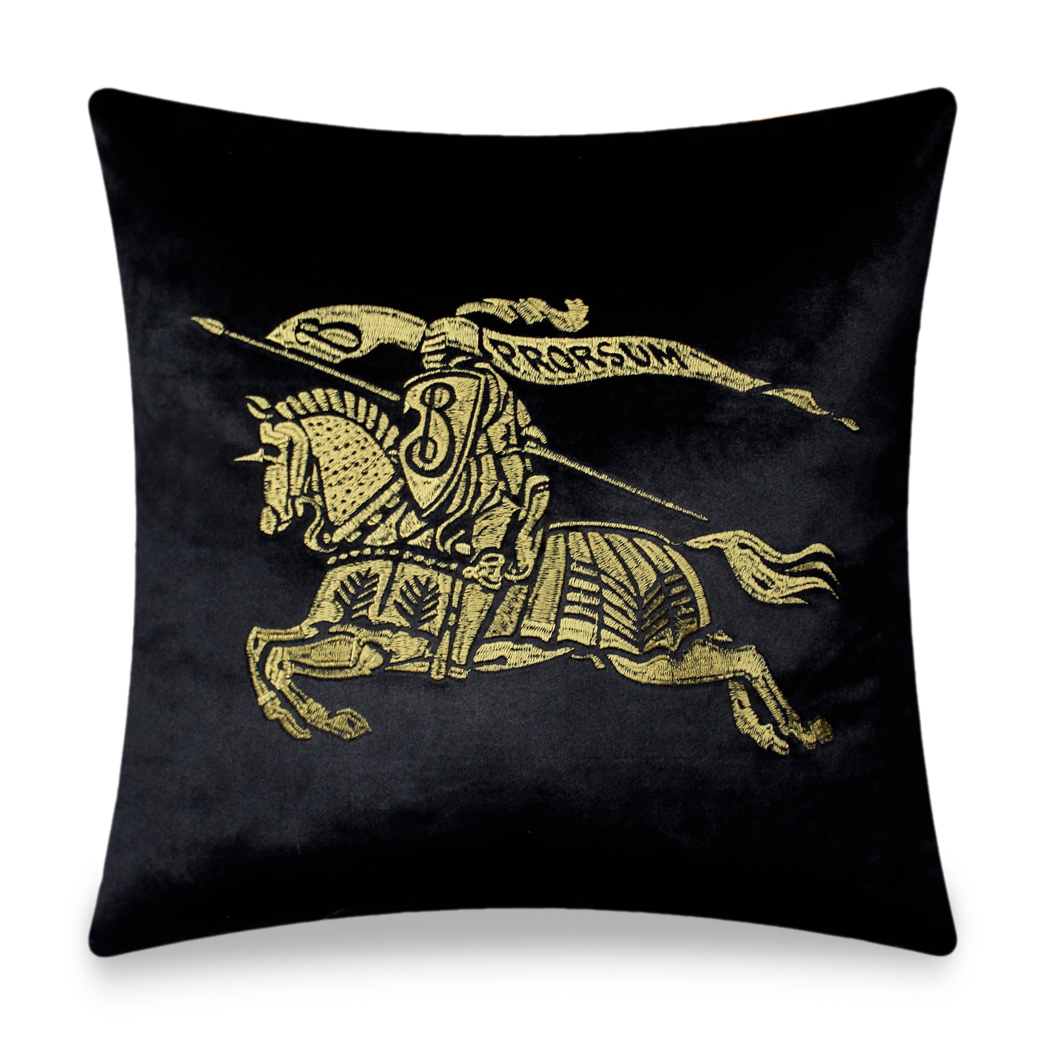 Black Pillow Cover Velvet Decorative Cushion Cover Embroidery  Iconic Horse Throw Pillow Pillow Case for Sofa Chair Bedroom Living Room 45x45 cm 18x18 Inches