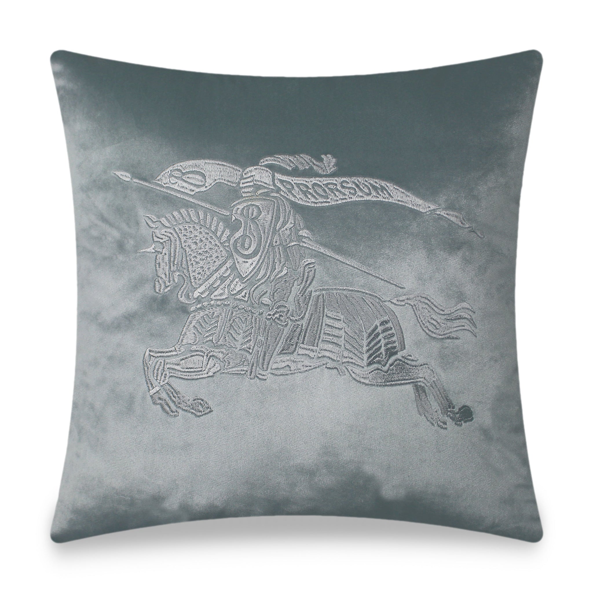 Grey Pillow Cover Velvet Decorative Cushion Cover Embroidery  Iconic Horse Throw Pillow Pillow Case for Sofa Chair Bedroom Living Room 45x45 cm 18x18 Inches