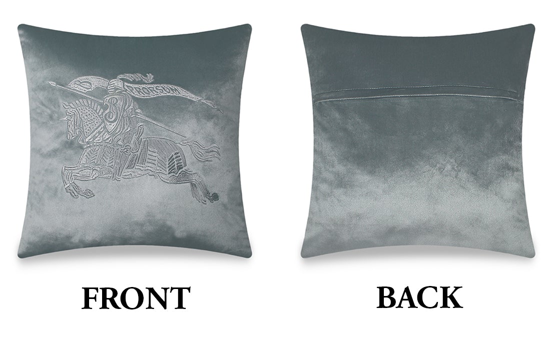Grey Pillow Cover Velvet Decorative Cushion Cover Embroidery  Iconic Horse Throw Pillow Pillow Case for Sofa Chair Bedroom Living Room 45x45 cm 18x18 Inches