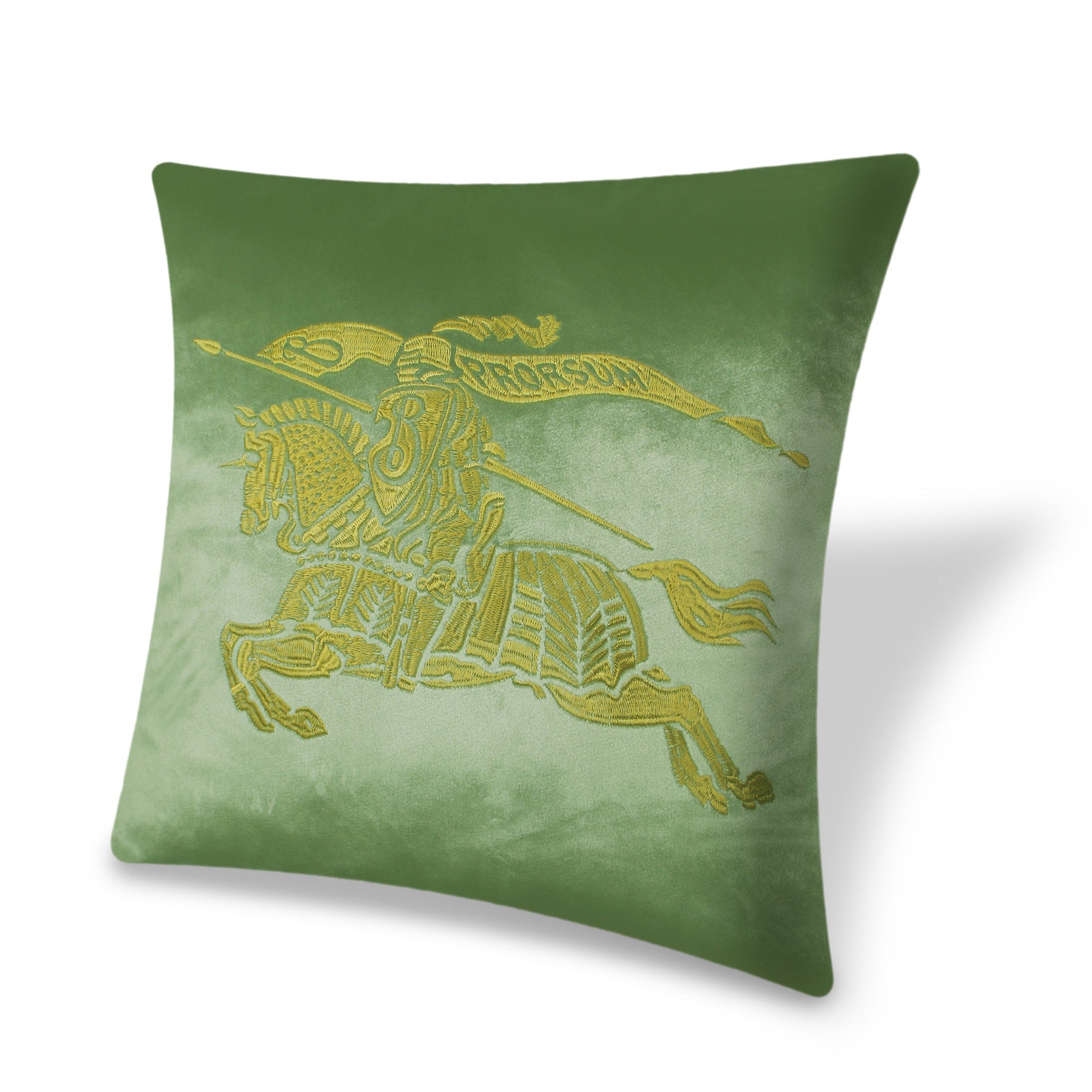 Green Pillow Cover Velvet Decorative Cushion Cover Embroidery  Iconic Horse Throw Pillow Pillow Case for Sofa Chair Bedroom Living Room 45x45 cm 18x18 Inches