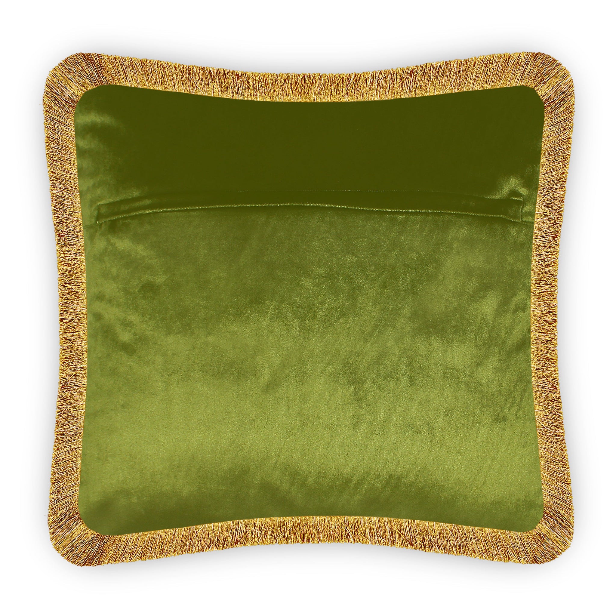Gold Green Floral Embroidery Baroque Style Cushion Cover