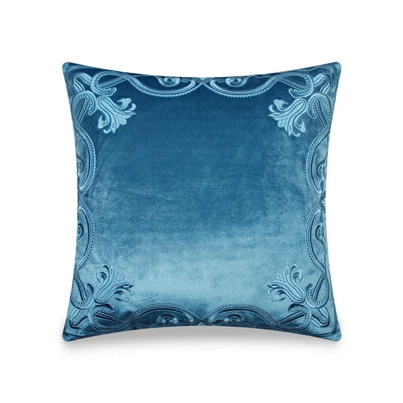 Teal Luxury Embroidered Baroque Cushion Covers Velvet Pillow Case Home Decorative Sofa Throw Pillows