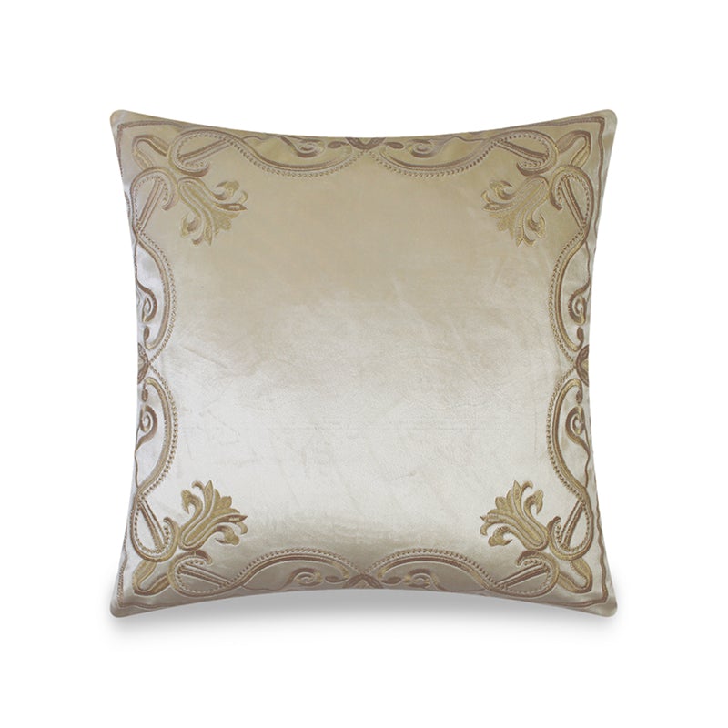 Luxury Beige Embroidered Baroque Cushion Covers Velvet Pillow Case Home Decorative Sofa Throw Pillows