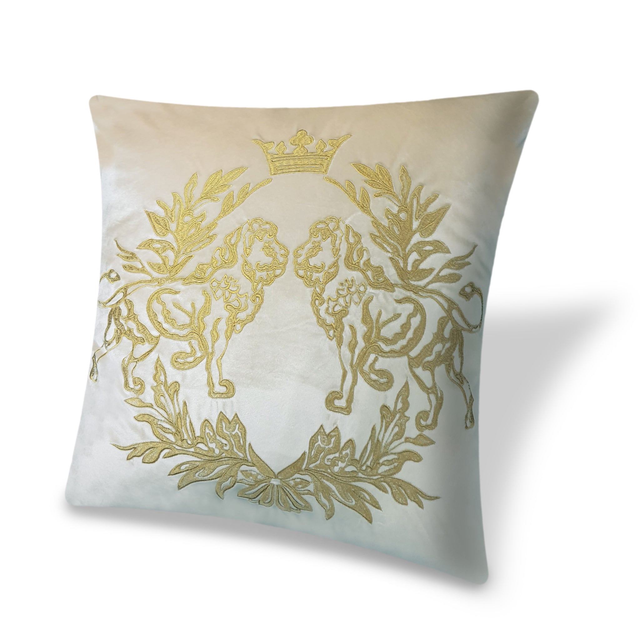 Velvet Cushion Cover Lion Embroidery Decorative Pillowcase Classic Home Decor Throw Pillow for Sofa Chair 45x45 cm