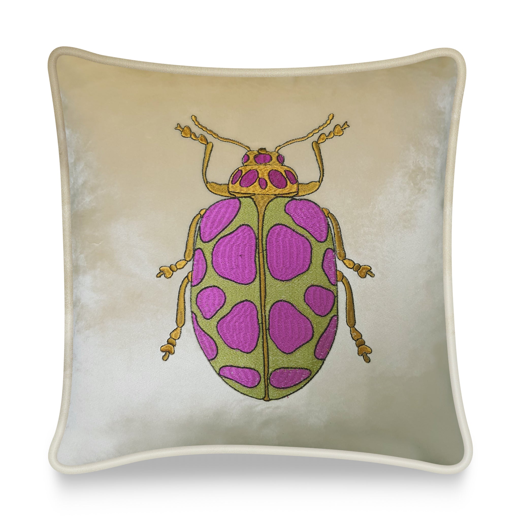  Velvet Cushion Cover Colorful Beetle Embroidery Decorative Pillowcase Modern Home Decor Throw Pillow for Sofa Chair Living Room 45x45 cm 