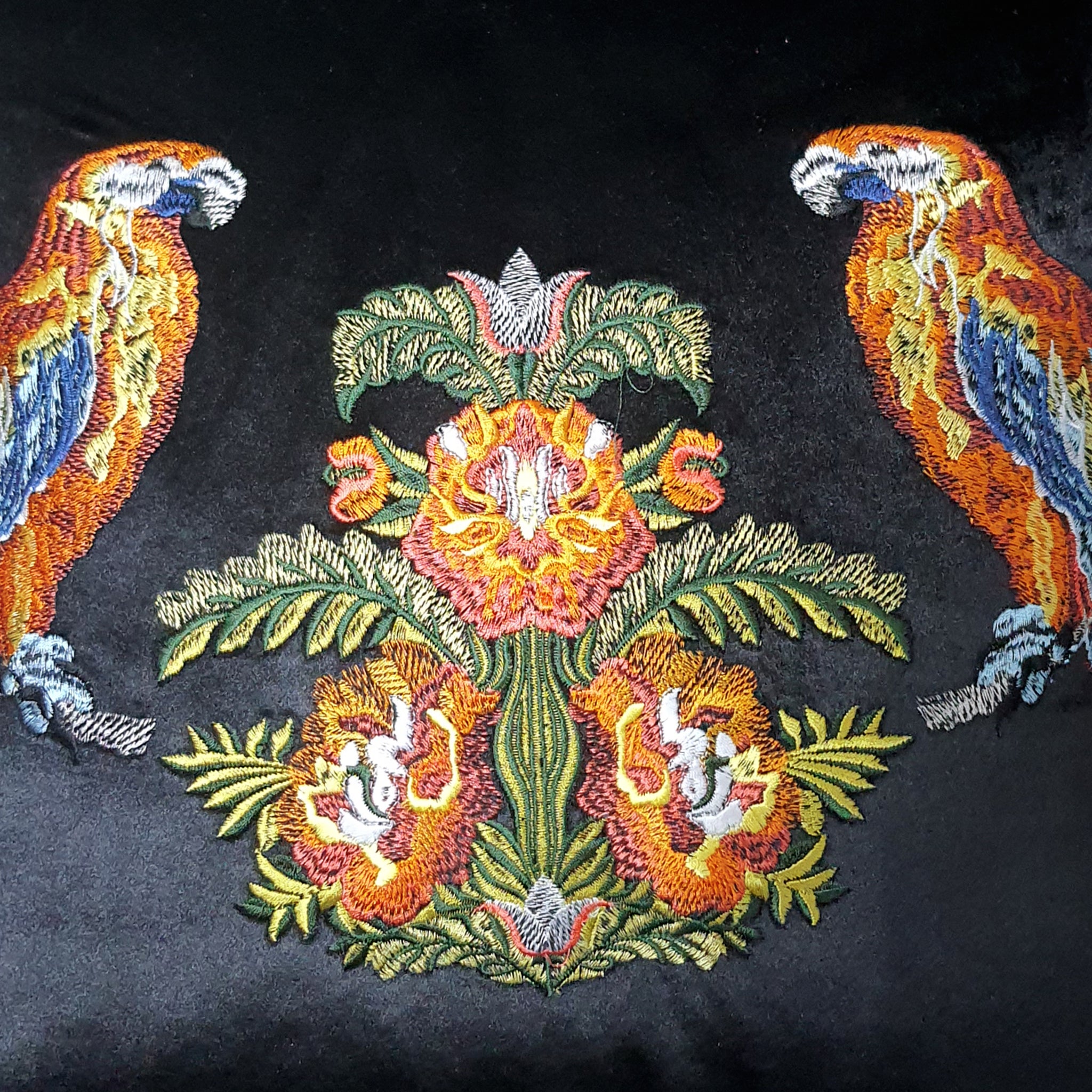  Velvet Cushion Cover Parrot Embroidery Decorative Pillowcase Modern Tropical Birds Home Decor Throw Pillow for Sofa Chair 45x45 cm 