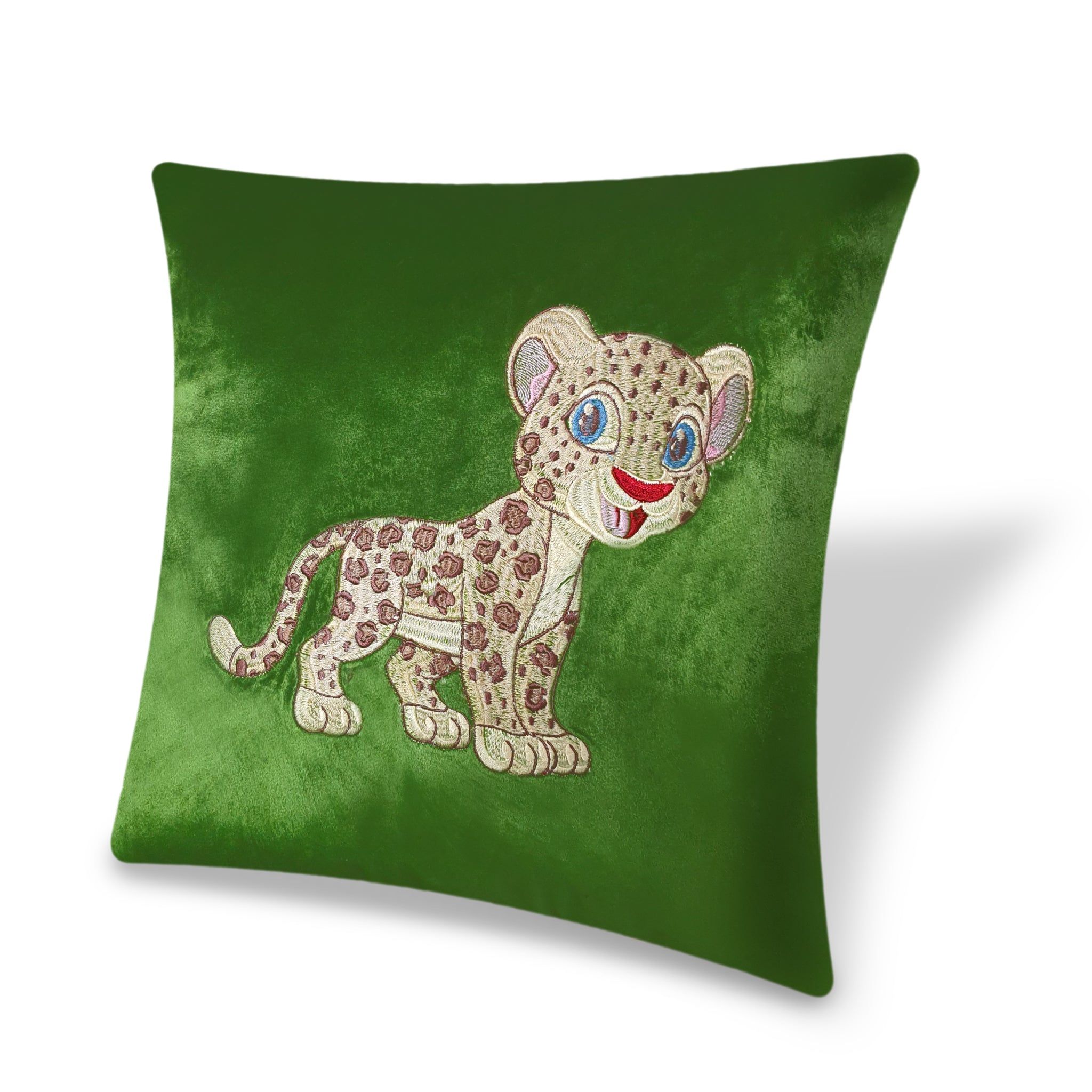  Velvet Cushion Cover Cute Baby Leopard Embroidery Decorative Pillowcase Modern Home Decor Throw Pillow for Sofa Chair 45x45 cm 