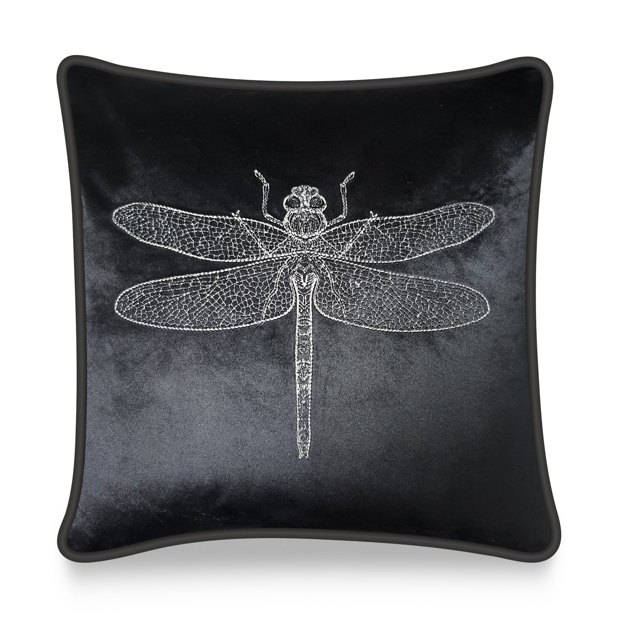  Velvet Cushion Cover Sketched Dragonfly Embroidery Decorative Pillowcase Modern Home Decor Throw Pillow for Sofa Chair 45x45 cm 