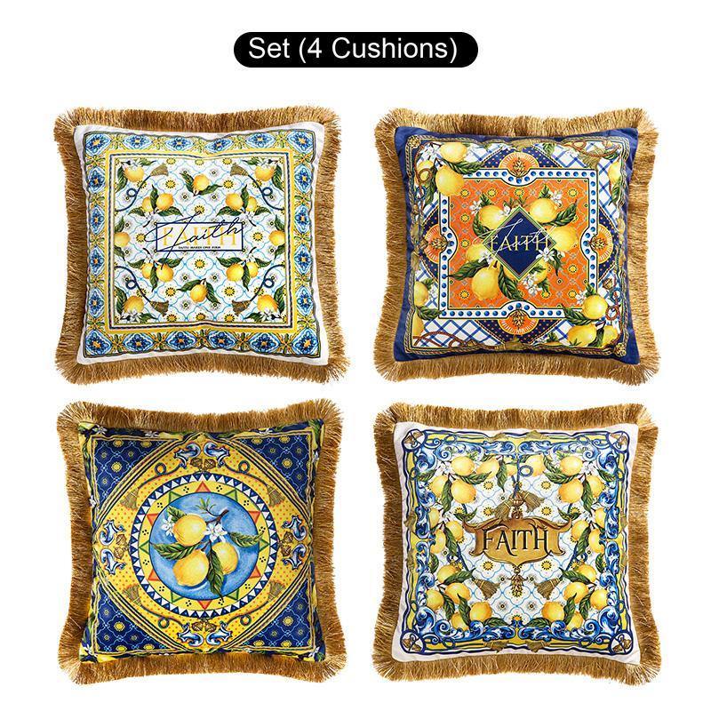 Sicilian lemon Series Decorative Cushion Cover - Vellato Tex