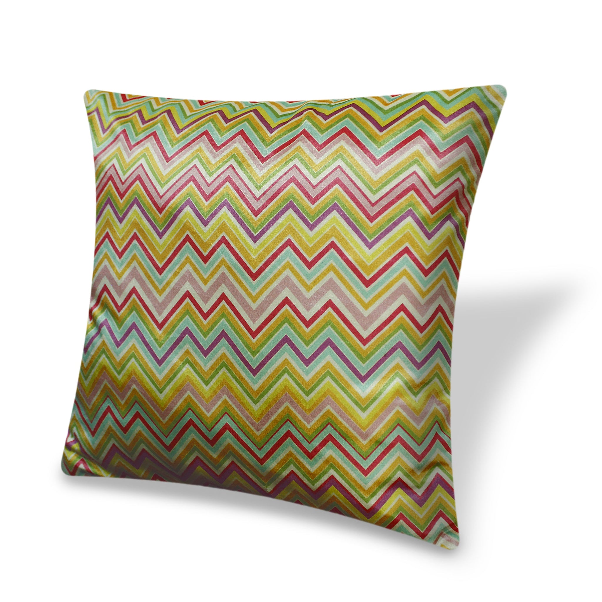  Velvet Cushion Cover Italian Missoni Inspired Zigzag Wave Decorative pillowcase, Home Decor Geometric Throw Pillow for Sofa Chair Bedroom Living Room Multi Color 45x45cm (18x18 Inches)