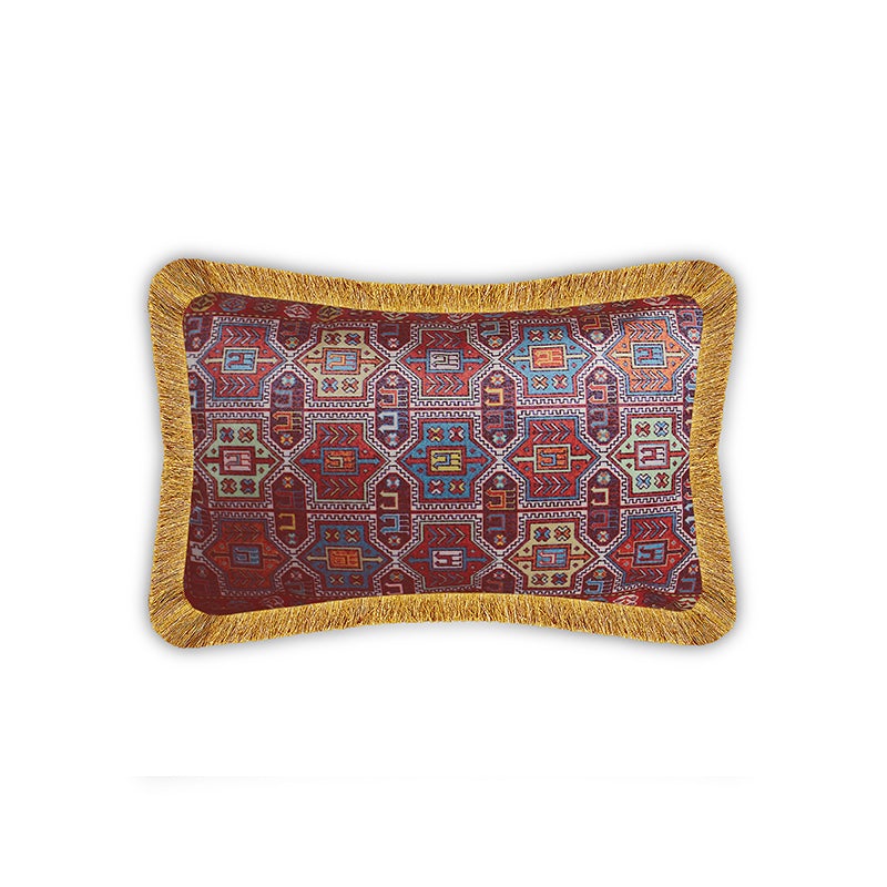 Velvet Lumbar Cushion Cover Persian Carpet Pattern Decorative Pillowcase Ethnic Home Decor Throw Pillow for Sofa Chair Living Room 30x50 cm 12x20 In