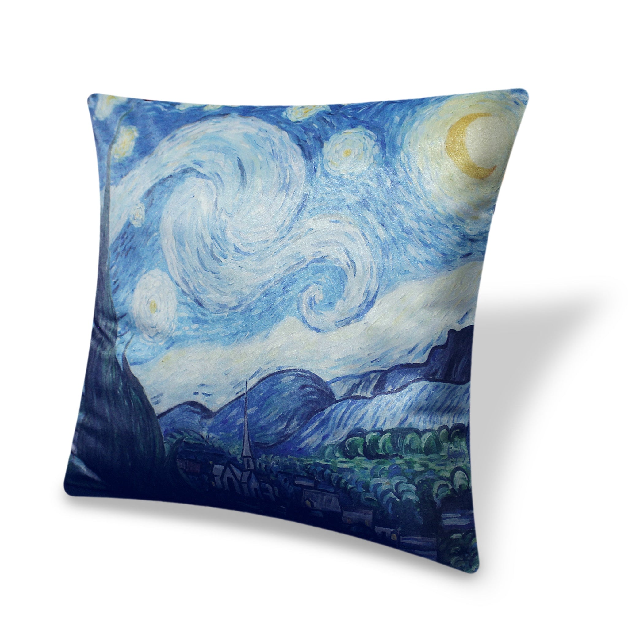 Blue Velvet Cushion Cover Vincent Van Gogh's Starry Night Paint Decorative Pillow Cover Home Decor Throw Pillow for Sofa Chair 45x45 cm 18x18 In
