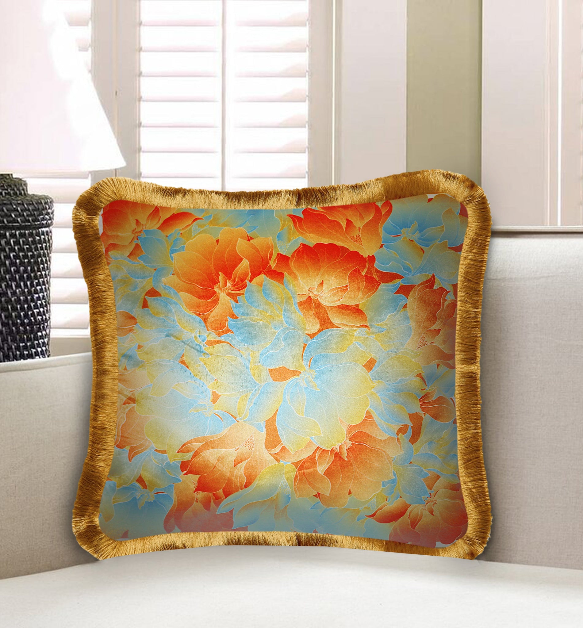 Velvet Cushion Cover Abstract Floral Decorative Pillow Cover Modern Home Decor Throw Pillow for Sofa Chair Couch Bedroom 45x45 cm 18x18 In