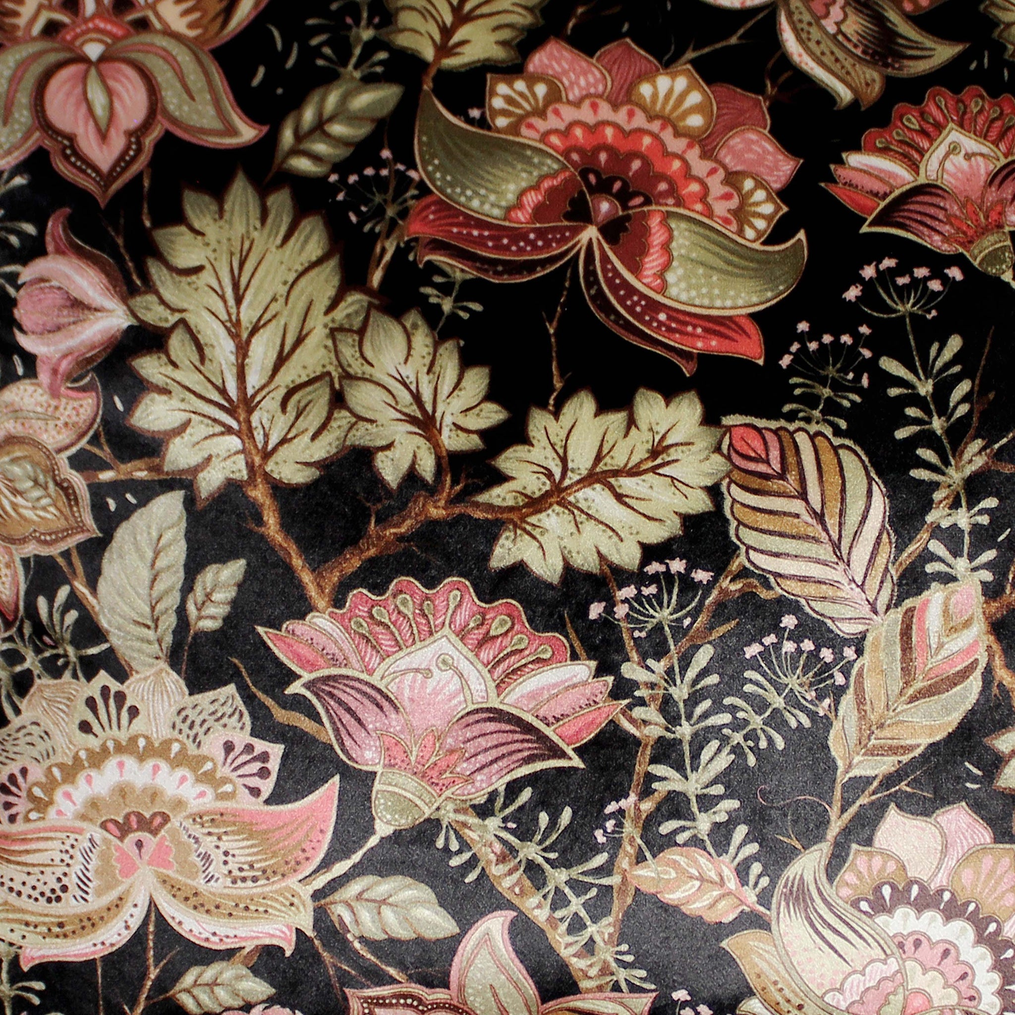 Black Velvet Cushion Cover Exotic Floral Decorative Pillow Co