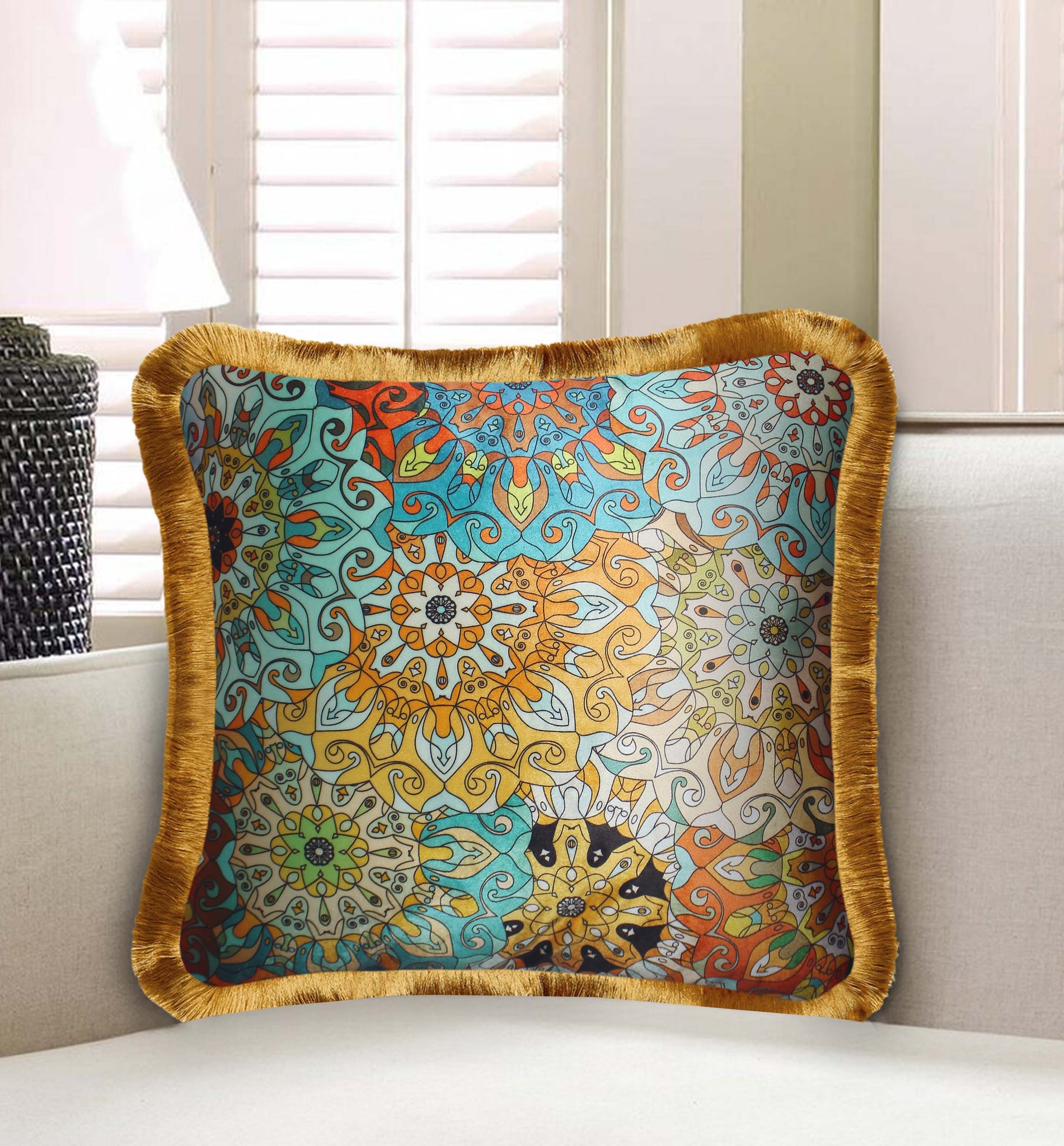 Velvet Cushion Cover Home Decor Abstract Art Decorative pillowcase Colorful Geometric Floral Decor Throw Pillow for Sofa Chair Bedroom Living Room Multi Color 45x45cm (18x18 Inches)
