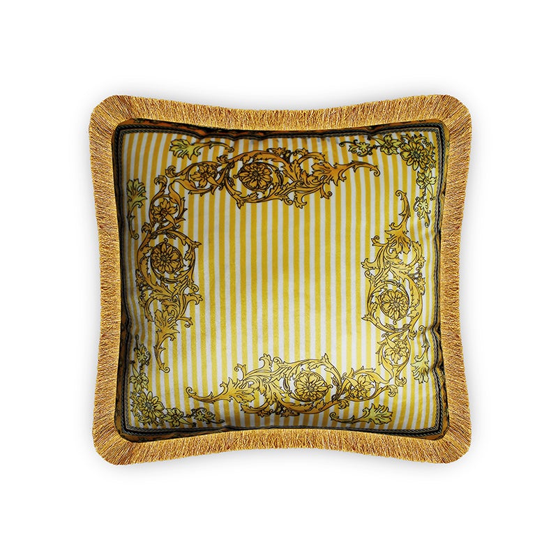 Gold Velvet Cushion Cover Baroque Floral Decorative Pillowcase Luxurious Home Decor Throw Pillow for Sofa Chair Living Room 45x45 cm 18x18 In