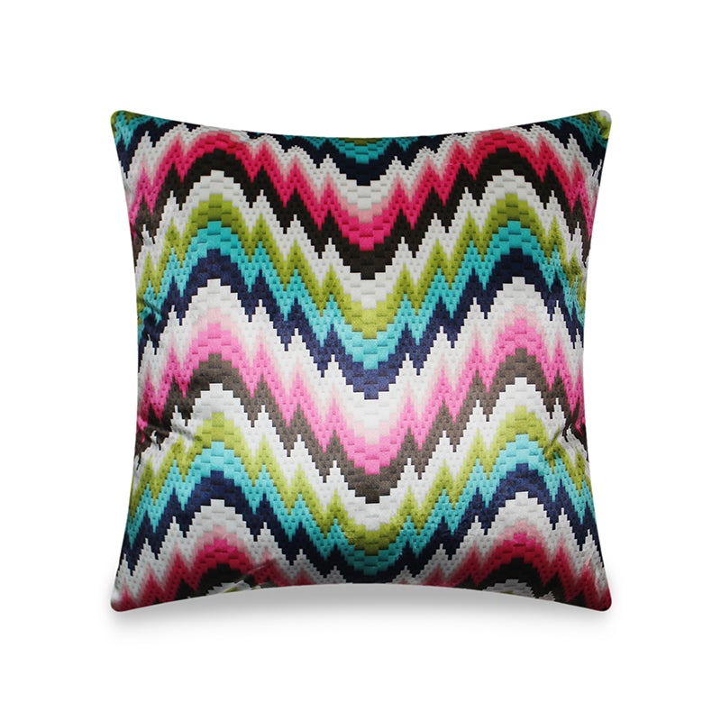 Velvet Cushion Cover Zigzag Wave Geometric Decorative Pillowcase Modern Home Decor Throw Pillow for Sofa Chair Living Room 45x45 cm 18x18 In