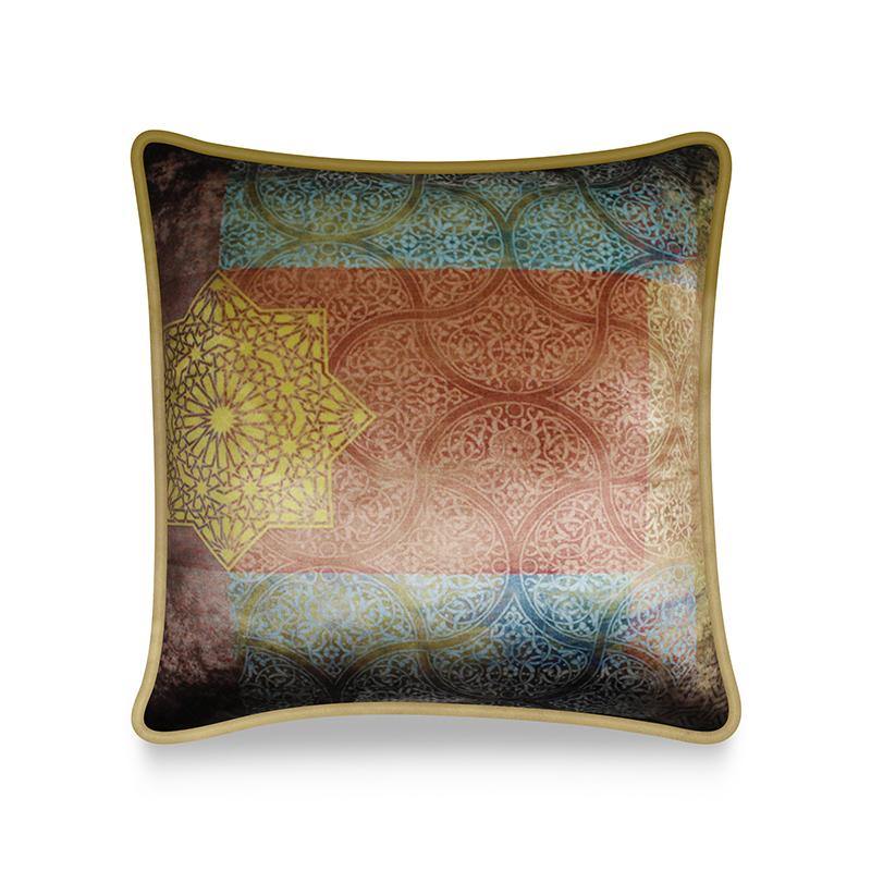 Velvet Cushion Cover Abstract Moroccan Geometric Decorative Pillowcase Home Decor Throw Pillow for Sofa Chair Couch Bedroom 45x45 cm 18x18 In