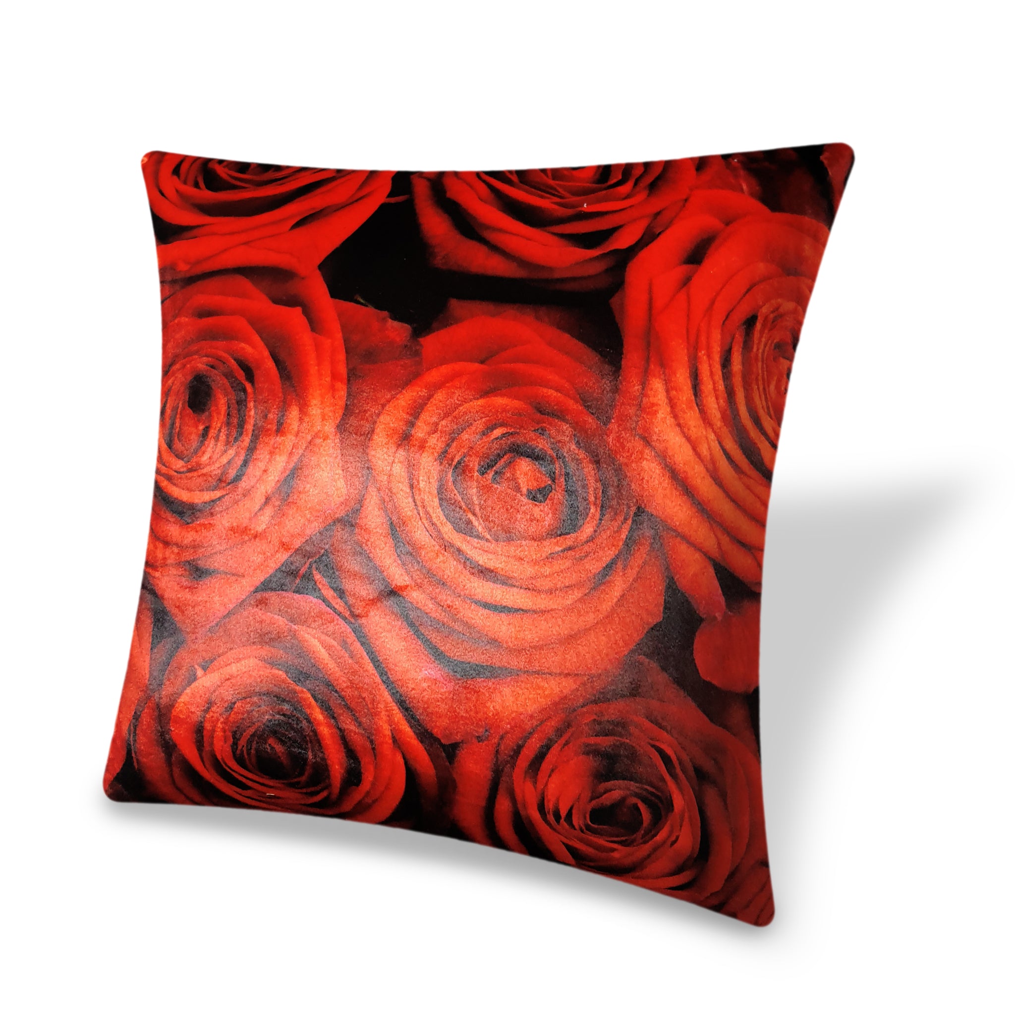 Red Velvet Cushion Cover Pure Red Rose Close-up Photo Decorative Pillowcase Modern Home Decor Throw Pillow for Sofa Chair 45x45 cm 