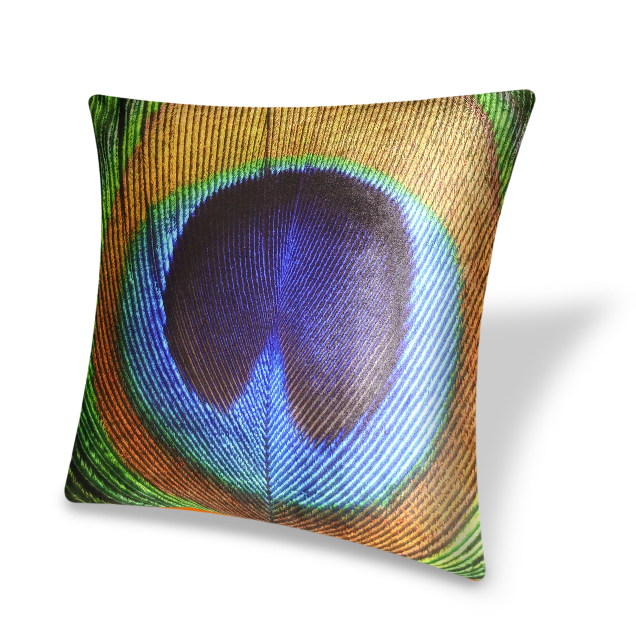 Colorful Velvet Cushion Cover Peacock Feather Decorative Pillowcase Modern Home Decor Throw Pillow for Sofa Chair 45x45 cm 