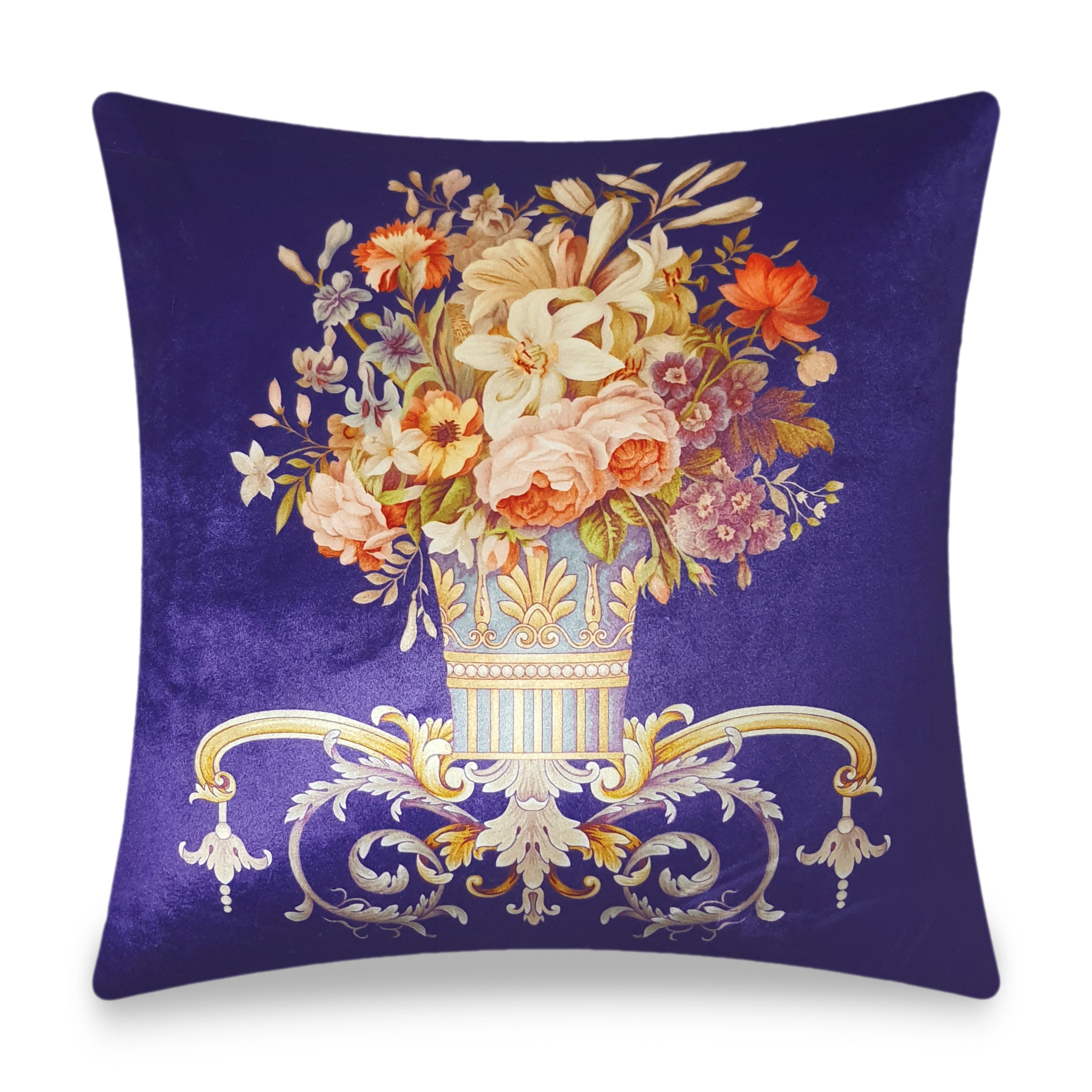  Velvet Cushion Cover Floral and Antique Decorative Pillowcase Classic Home Decor Throw Pillow for Sofa Chair 45x45 cm 