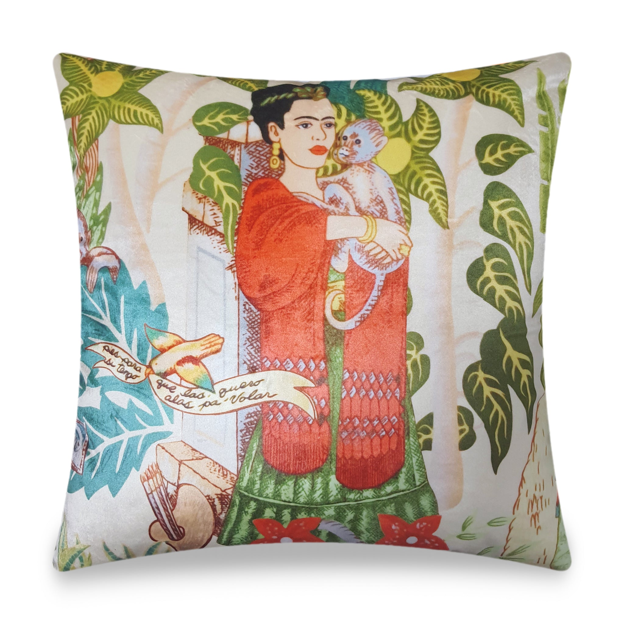  Velvet Cushion Cover Frida Kahlo and Jungle Decorative Pillowcase Home Decor Throw Pillow for Sofa Chair 45x45 cm  