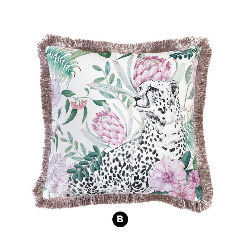 Velvet Cushion Cover Leopards Decorative Pillowcase Home Decor Throw Pillow for Sofa Chair Couch Living Room Gift 18x18 In.