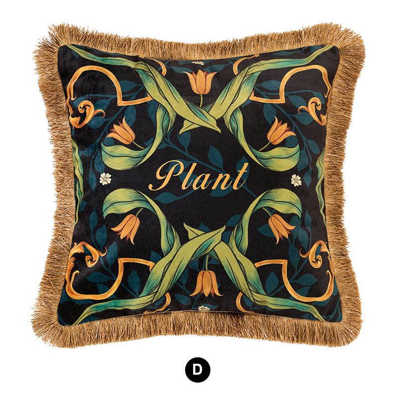 Velvet Cushion Cover Baroque Style Plant and Parrot Series Decorative Pillowcase Home Decor Throw Pillow for Sofa Chair Gift 18x18 In.