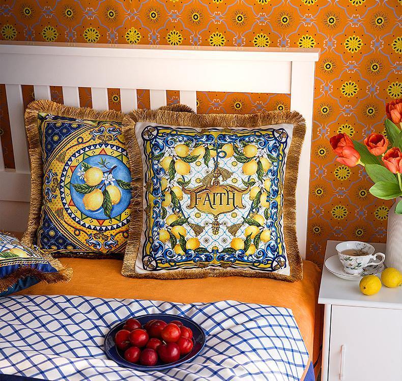 Sicilian lemon Series Decorative Cushion Cover - Vellato Tex
