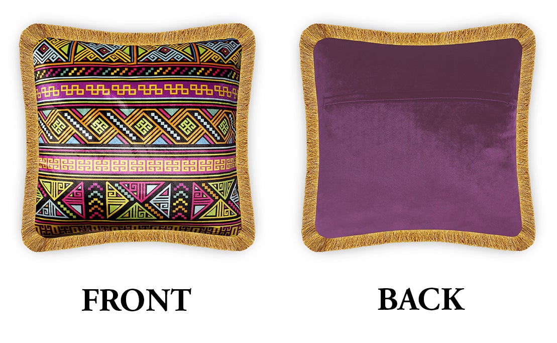 Velvet Cushion Cover Ethnic Aboriginal Geometric Decorative Pillowcase Home Decor Throw Pillow for Sofa Chair Living Room 45x45 cm 18x18 In