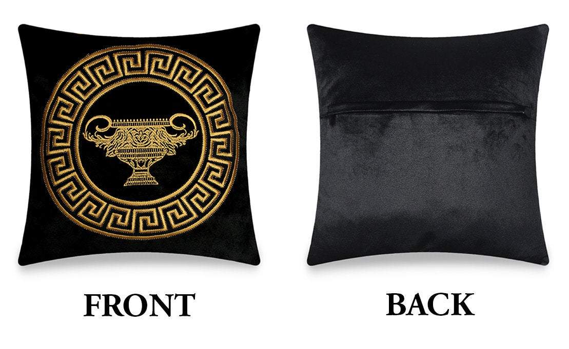 Black Luxury Baroque Style Decorative Embroidered Cushion Cover Velvet Pillow Case Home European Sofa Throw Pillow