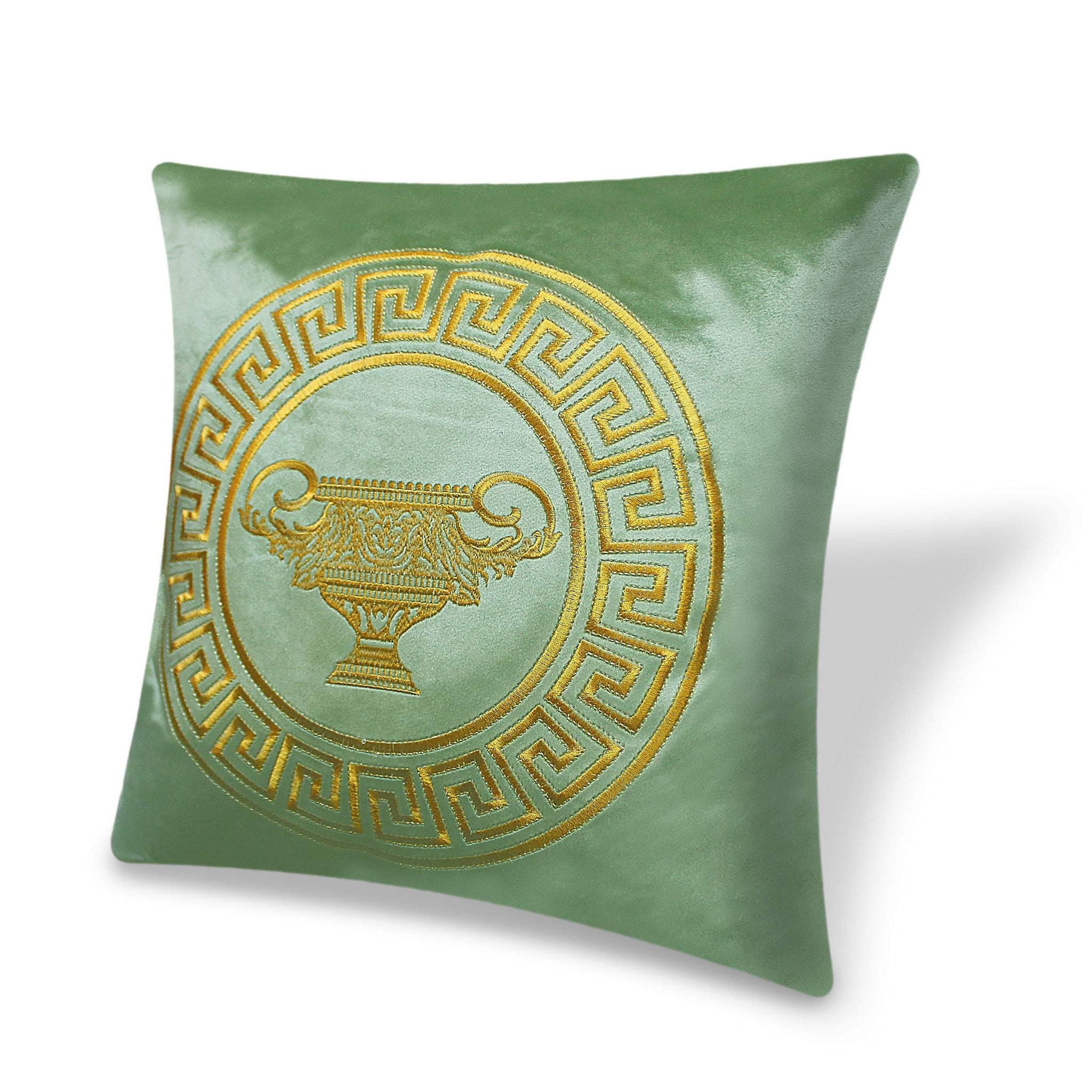 Green Luxury Baroque Style Decorative Embroidered Cushion Cover Velvet Pillow Case Home European Sofa Throw Pillow