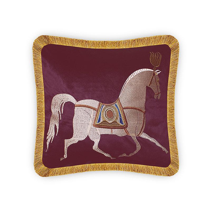 Red Luxury Classic Horse Embroidery Baroque Style Decorative Cushion Cover Pillow Case Home European Sofa Throw Pillow