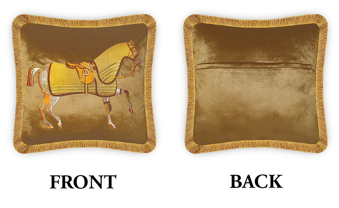 Gold Luxury Classic Horse Embroidery Baroque Style Decorative Cushion Cover Pillow Case Home European Sofa Throw Pillow 