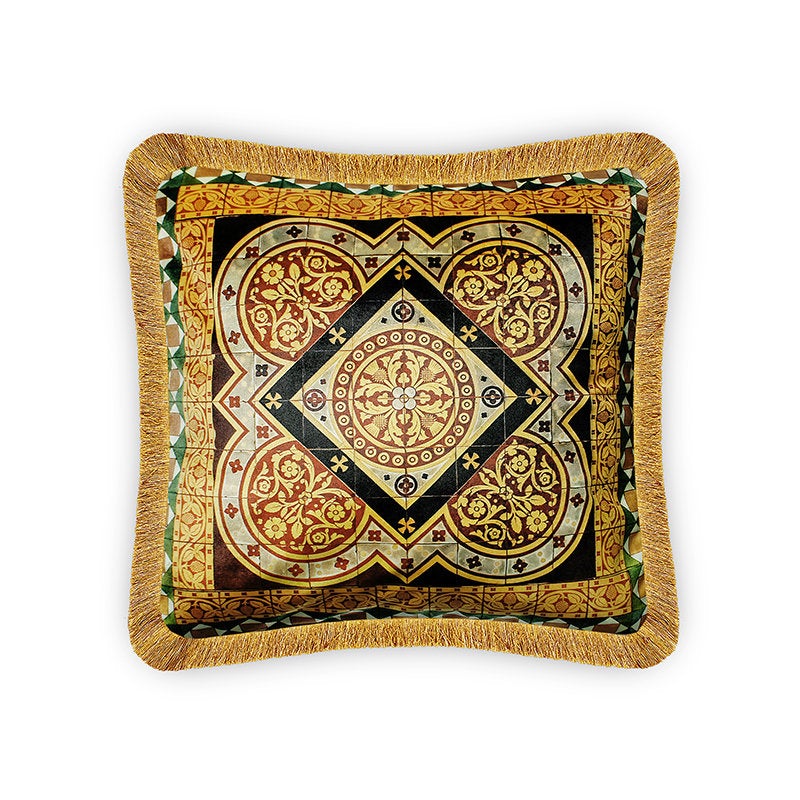  Velvet Cushion Cover Classic Baroque Style Decorative pillowcase Traditional Tile Motif Décor Throw Pillow for Sofa Chair Bedroom Living Room Multi Color 45x45cm (18x18 Inches)