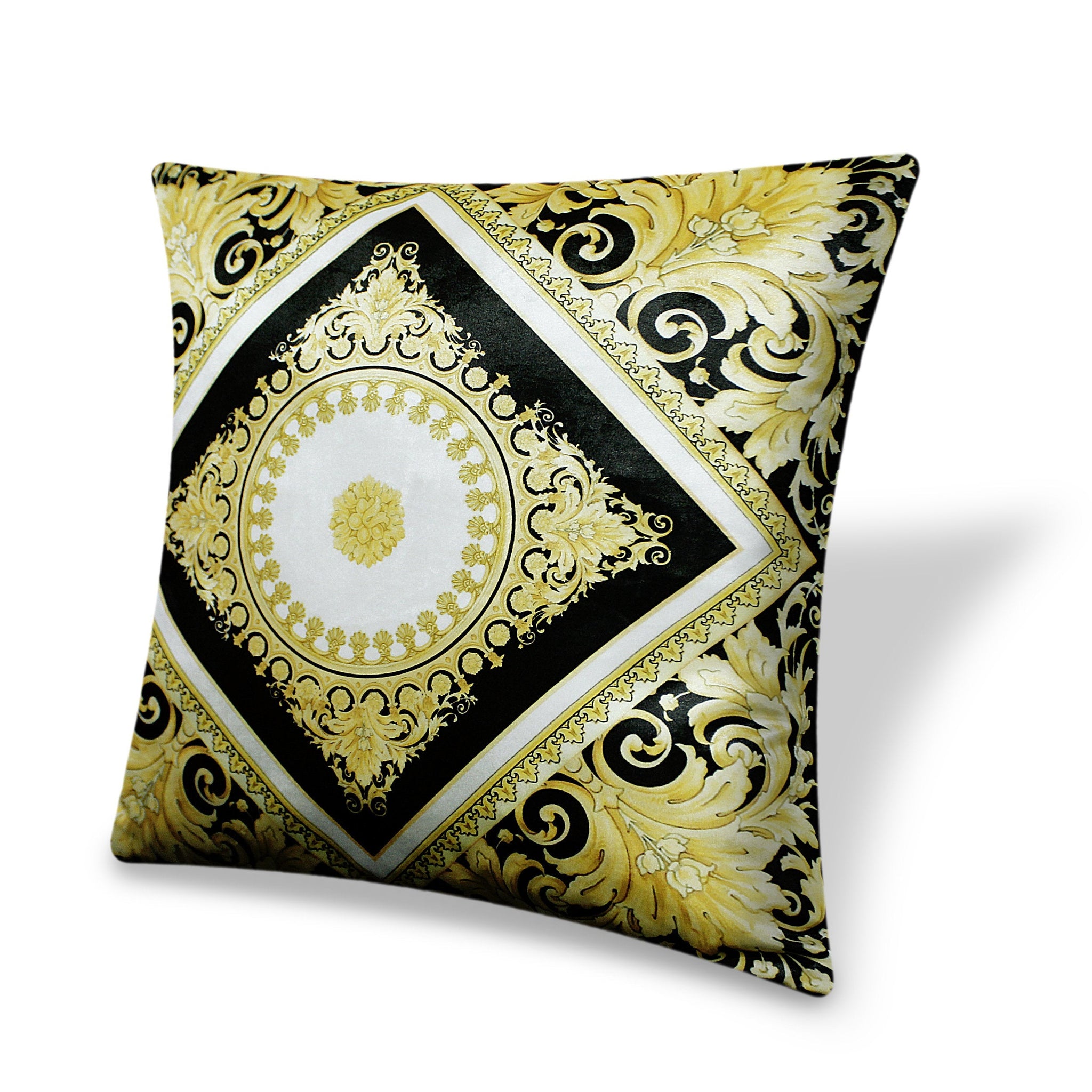 Black Velvet Cushion Cover Baroque Floral Decorative Pillow Cover Home Decor Throw Pillow for Sofa Chair Living Room 45x45 cm 18x18 In
