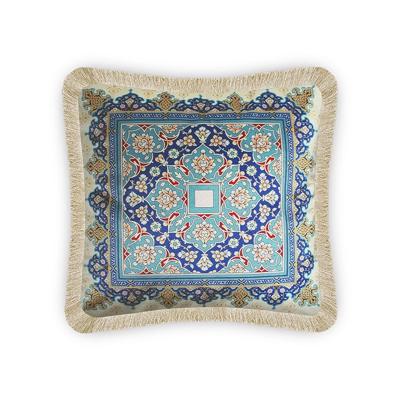 Beige Velvet Cushion Cover Classic Ottoman Floral Decorative Pillowcase Home Decor Throw Pillow for Sofa Chair Living Room 45x45 cm 18x18 In
