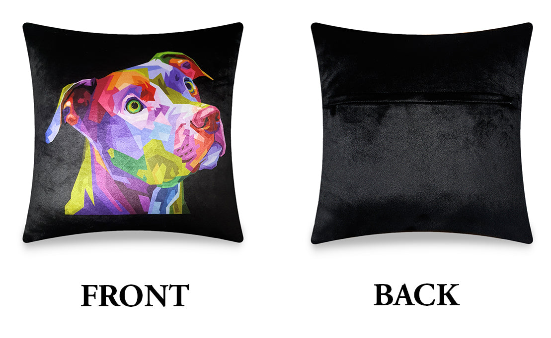  Velvet Cushion Cover Colorful Pitbull Dog Decorative Pillowcase Modern Home Decor Throw Pillow for Sofa Chair 45x45 cm 